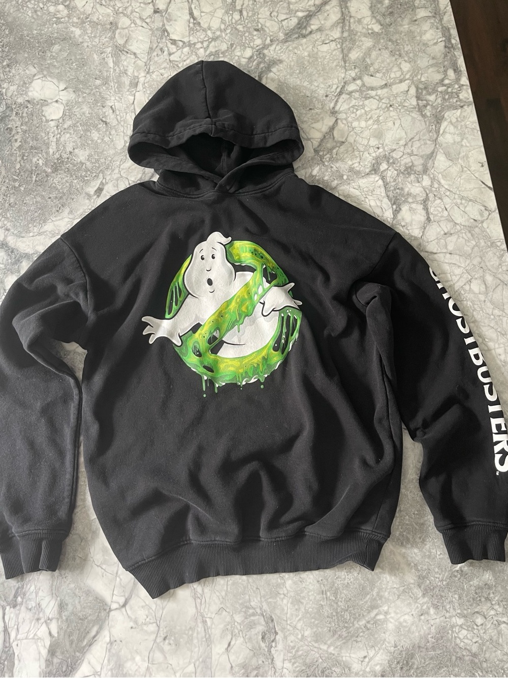 Ghostbusters Black Hoodie with Green Slime Logo Boys 16-18